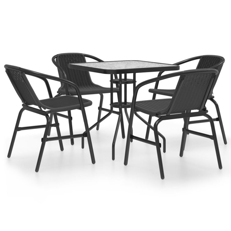 Red Barrel Studio 5 Piece Patio Dining Set Black Wayfair Canada